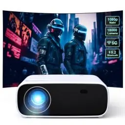 Produktbild: 2024 New Upgraded Beamer, Bluetooth- und WiFi-fähig, 18.000 Lumen HD Display, Unterstützt 30-200 Zoll Projektionsgröße, Kompatibel mit iOS/Android/Laptop/HDMI/USB/X-Box (Schwarz)