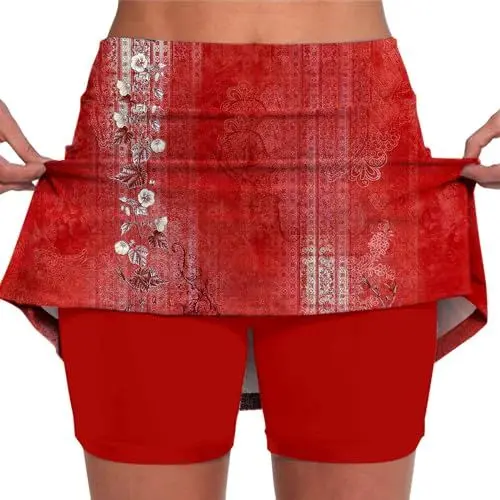 Produktbild: Prime 2024 Day Tennisrock Damen Sportrock Laufrock mit Hose, Golfrock Damen mit Hose Lang Skorts Damen Sommer Skater Kleid Damen Sport Rock mit Hose für Kinder Ab 12 Rock Blumen