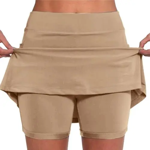 Produktbild: Prime 2024 Day Angebote Wann Women's Skirt with Inner Shorts, Golfrock Damen mit Hose Knielang Skorts Damen Sommer Skater Hose Kurze Jeans Sport Rock mit Hose für Kinder Ab 12 Jeansrock Damen