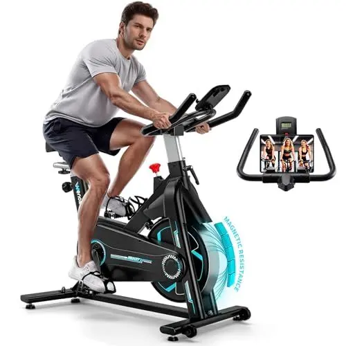 Produktbild: (2025 Aktualisierte) Wenoker Heimtrainer, Magnetwiderstand Stationäres Fahrrad für Zuhause, Indoor Bike mit Flüsterleise, Schweres Schwungrad und Verbesserter LCD-Monitor, Bis 160KG