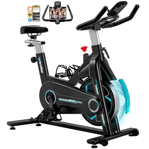 Produktbild: (2025 Aktualisierte) Wenoker Heimtrainer mit APP Verbessertem LCD-Monitor,Magnetwiderstand Stationäres Fahrrad für Zuhause,Indoor Bike mit Flüsterleise,Schweres Schwungrad und Ergometer,Bis 160KG