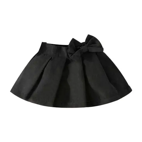 Produktbild: 2025 Sommer Mädchen Rock mit Bogen Falten Mode Kinderkleidung Bequem Leicht Passend für Alle Anlässe Geschenkidee (Black, 9-12 Months)