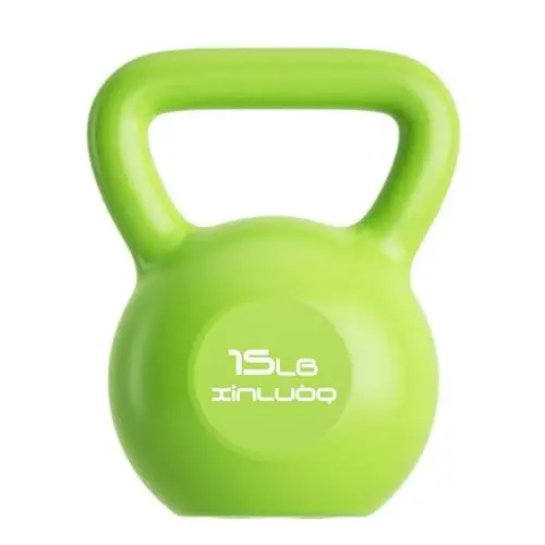 Produktbild: 20LB Kettlebell-Gewichte, Krafttraining Kettlebell mit Breitem Griff für Männer und Frauen (15lb / 6,8kg Grün)