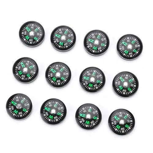 Produktbild: 20mm 12pcs Mini Pocket Ölgefüllter Kompass, Kleiner Kompass Flüssiggefüllter Minikompass für Wanderungen Camping Outdoor-Aktivitäten Zubehör