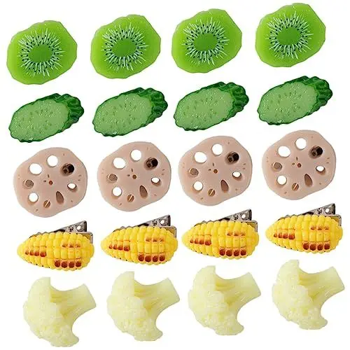 Produktbild: 20st Obst- Und Gemüsehaarnadeln Fruchthaarspangen Für Frauen Haarspangen Für Damen Haarspange in Fruchtform Obst-haarspangen Für Mädchen Haarschmuck Brokkoli Plastik Die Seite Baby