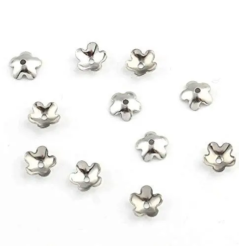 Produktbild: 20stk Edelstahl Perlenkappen Perlkappen Blumen 6mm Zwischenteile Endkappen Endperle Kappe Metallperlen M229