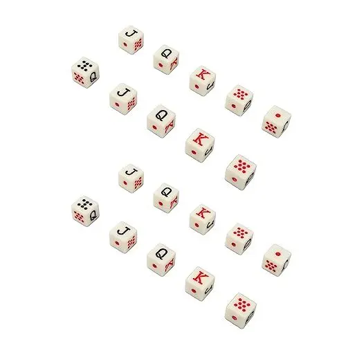 Produktbild: 20-teiliges Spanisches Pokerwürfel-Set, Spanische Pokerwürfel, JQK-Würfel, Quadratische Würfel, Würfelspiele