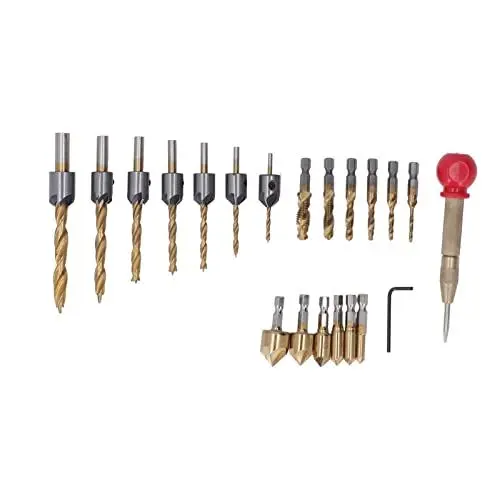 Produktbild: 20-teiliges Überzug-Senker-Fase-Bohrer-Set Bohrer-Gewindebohrer-Bit-Inbusschlüssel-Körner-Kit