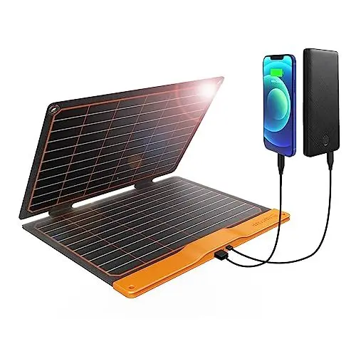 Produktbild: 20W Solar Ladegerät, Flexsolar Solarpanel Faltbar 2-Port(USB-A,USB-C) Solarpanel,Tragbares, leichtes ETFE-Notfallpanel,IP67wasserdicht, Wandern, Camping, für Handys Akkus Tablets Powerbank