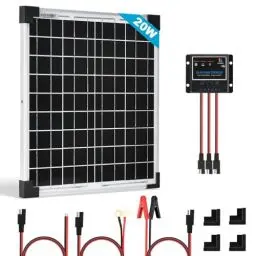 Produktbild: 20W Solarpanel Kit 12V Monokristallines Solarmodul, Solarzelle Solaranlage PV mit 5A Solarladegerät Laderegler für Wohnmobil Garten Camper Boot und Dach des Hauses