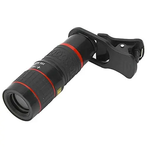 Produktbild: 20X Long Focus Objektiv, Zoom-Teleobjektiv mit Telefonclip für Smartphone Tablet PC Schwarz