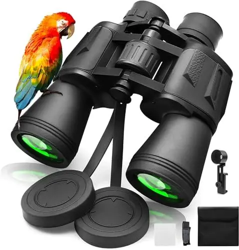 Produktbild: Fernglas Erwachsene, 20x50 Ferngläser BAK4-Prism FMC-Objektiv Wasserdicht Kompaktes Feldstecher für Vogelbeobachtung, Wandern, Safari, Jagd, Geschenke mit Smartphone-Adapter, Schwarz