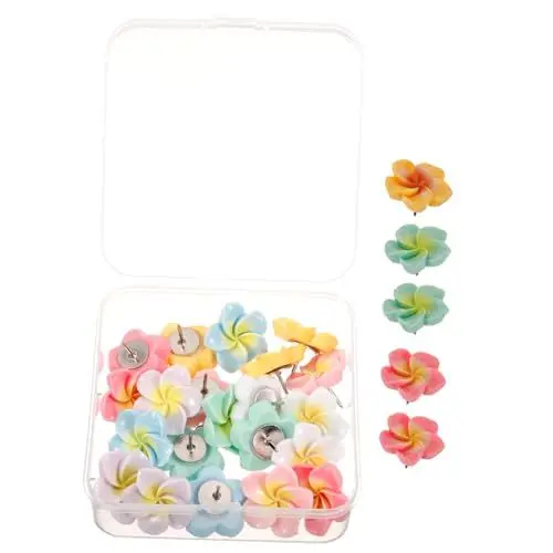 Produktbild: 21st Plumeria-reißzwecke Reißnägel Für Den Täglichen Gebrauch Niedliche Stecknadeln Für Die Pinnwand Austauschbare Reißzwecken Schreibtischaccessoires Für Frauen Plastik Lurrose