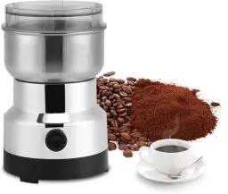 Produktbild: 220V-240V-elektrischer Kaffeemühle Kaffeemaschine Edelstahl Gewürzmühle Coffee Grinder aromaschonendes Scheibenmahlwerk für Getreide Nüsse Paprika Gewürze Bohnen