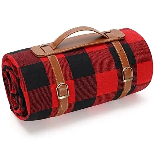 Produktbild: 220x170cm übergroße Picknickdecke, wasserdichte Strandmatte, extra großer Outdoor-Teppich für Camping Red Checkered