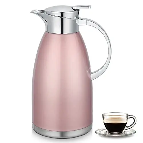 Produktbild: Edelstahl-Isolierkanne 2,3 Liter – Roségold – Elegante Vakuum-Kanne für Kaffee & Tee, 18/8 Edelstahl, Spülmaschinengeeignet