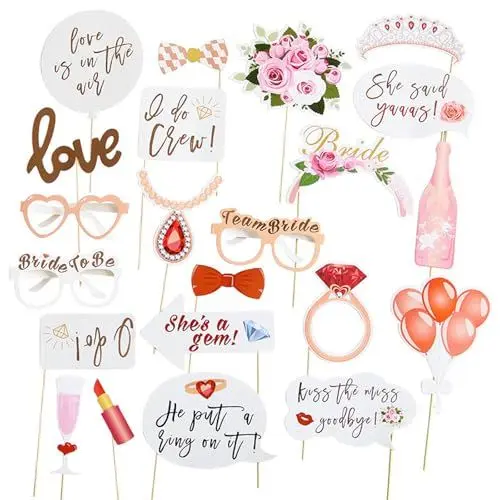 Produktbild: 23 Stück JGA Accessoires Frauen, Hochzeit Foto Requisiten, Fotobox Accessoires Hochzeit, JGA Deko JGA Foto Requisiten JGA Photo Booth, Junggesellenabschied Frauen Accessoires