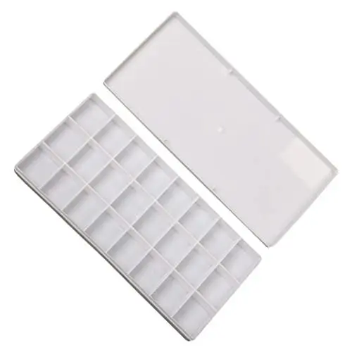 Produktbild: 24 Box-Fächer Paletten Harter Deckel Kunststoffgitter Ölkunst-Tablett Leer für Die Aufbewahrung von Gouache Malen Acryl Brunnen Aquarellkasten Werkzeug Farbzubehör Tablett Gouache