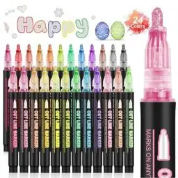 Produktbild: 24 Farben Magische Stifte - Glitzerstifte - Outline Stifte Marker Metallic Zauberstifte Ostergeschenke Kinder Mädchen für Scrapbooking Gelstifte Ostern Basteln Kinder Geschenke 4-12 Jahre