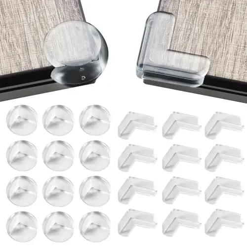 Produktbild: 24 STK Kantenschutz Baby, Eckenschutz Baby, Tischkantenschutz Selbstklebend Transparent, Eckschutzkanten, Baby Sicherheit Ecken Tischeckenschutz Kinder für Möbel, Rund und L-förmig
