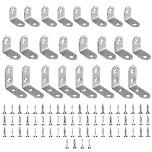 Produktbild: 24 Stück Eckwinkel Winkelverbinder Edelstahl, 3 Größen Edelstahl Winkel L Klammern mit Schrauben für Installieren Möbel Tabelle Stuhl Bücherregal(20 * 20mm/30 * 30mm/40 * 40mm)