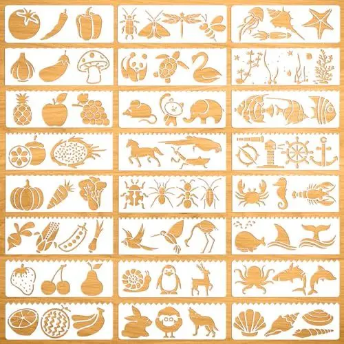 Produktbild: 24 Stück Schablonen zum Malen, Schablone Malerei Set Wiederverwendbar Malschablonen Kinder Zeichenschablonen Tiere Stencil Bastelschablonen für DIY Sammelalben Wand