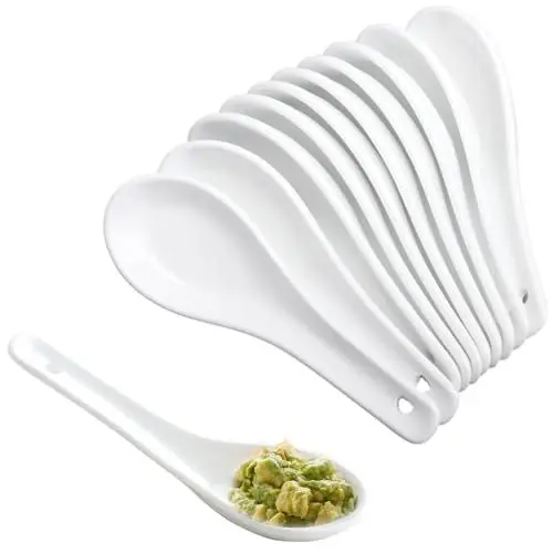 Produktbild: 24 Stück Suppenlöffel Keramik,Keramik Löffel,Keramische Asiatische Suppenlöffel,Vorspeisenlöffel,The Taste Löffel Porzellan für Haushalt,Küche,Partys(Weiß)