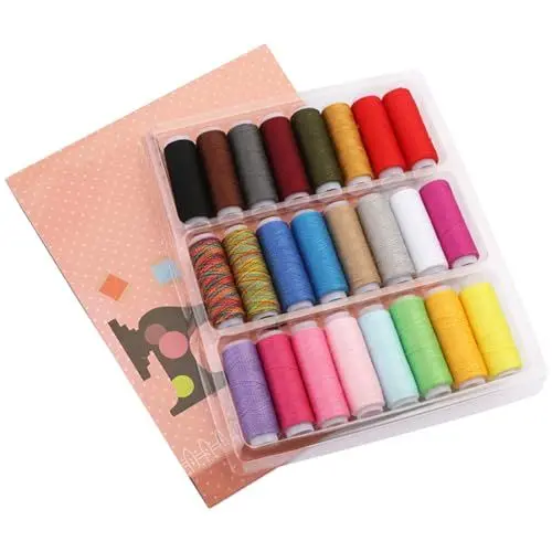 Produktbild: 24 verschieden Nähgarne in unterschiedlichen Farben aus Polyester,Fusselt Nicht So Leicht Und Weist Keine Knoten Auf,Zum Nähen von Kleidung, Kissen,Dekorativen Stickereien und Kleidung(24 Farben)