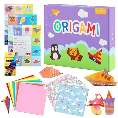 Produktbild: 240 Blätter Origami-Papier-Set für Kinder, 6x6 Zoll doppelseitiges farbiges quadratisches Faltblatt-Set mit 90 Tiermustern und Origami-Buch, Kunst- und Bastelbedarfsgeschenk für 3+ Mädchen Jungen