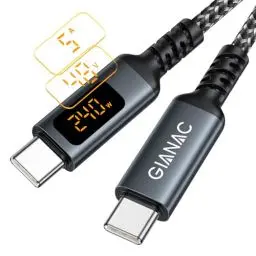 Produktbild: GIANAC 240W USB C auf USB C Kabel (2M) Schnellladekabel USB C USB PD3.1 Nylon USB Typ C Ladekabel mit LED Display für iPhone 16 Pro Max, iPhone 15, Samsung S24 S23 S22 S21,iPad Pro, MacBook Pro/Air