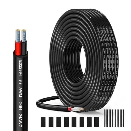 Produktbild: 24AWG 2x0,23mm²UL2464 Elektrischer Draht,5m 2-adriges Verlängerungskabel,300V spannungsfest,verzinntes Kupferkabel,geeignet für LED-Lampen im Automobil,Landschaftsbeleuchtung und Outdoor-Geräte