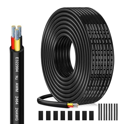 Produktbild: 24AWG 3x0,23mm²UL2464 Elektrischer Draht,10m 3-adriges Verlängerungskabel,300V spannungsfest,verzinntes Kupferkabel,geeignet für LED-Lampen im Automobil,Landschaftsbeleuchtung und Outdoor-Geräte