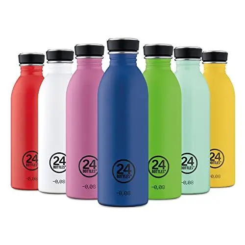 Produktbild: 24BOTTLES Urban Bottle - Trinkflasche 1 Liter/500 ml/250 ml, Thermosflasche mit Deckel, 100% luftdicht, umweltfreundlich, BPA-frei aus Edelstahl mit italienischem Design (Nicht thermisch,