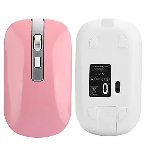 Produktbild: 2.4G Wireless-Maus, Computermaus Ergonomische 1600 DPI Hochauflösende USB-Ladung PC-Mäuse mit Leisem Design (PINK)