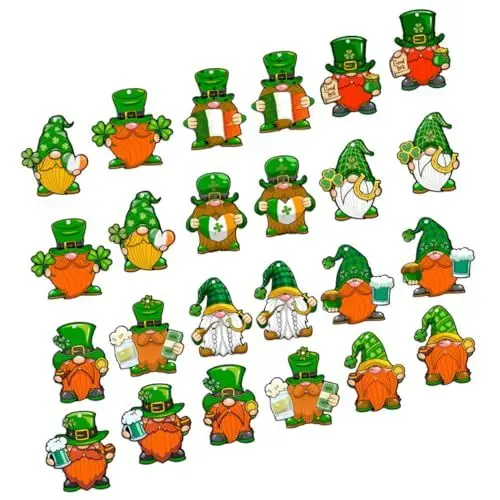 Produktbild: HOOTNEE 24stücke Teiliges Aus Holz-anhängern Für Patrick's Day Lustige GNOME Und Kleeblätter Dekoration Für Türen Und Fenster Für Festliche Anlässe