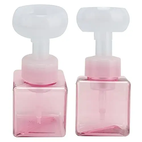 Produktbild: 250ml Foam Pump Bottle Portable Refillable Reusable FlowerShaped Liquid Soap Dispenser Foaming Shampoo Dispenser for Body Wash (Transparent Pink) (Transparent Pink)