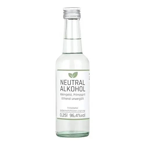 Produktbild: 250ml Weingeist Primasprit Neutralalkohol Trinkalkohol Ethanol unvergällt 96,4% vol - zum Ansetzen von Likören, Gin oder Tinkturen