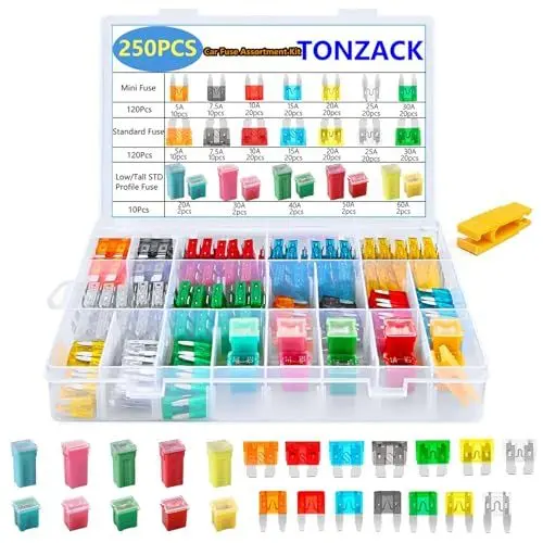 Produktbild: 250Pcs Auto Sicherung Sortiment Kit, Auto Blade Sicherungen-Standard Mini Größe 5A 7,5A 10A 15A 20A 25A 30A Low Tall STD Profil Sicherungen für Autos,LKWs,Kfz Ersatz Sicherungen mit Sicherungsabzieher