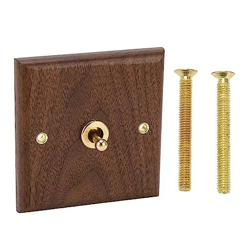 Produktbild: 250V Wandpaneel Schalterplatte, Steckdosen Abdeckungen, Holz Handgefertigter Wippschalter Unterputz Walnuss Material Steckdose, Retro Einzel Kippschalter Schalter Panel