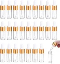 Produktbild: 25er-Pack MiniPipettenflasche 5mlKlarglasflasche, Wiederverwendbare Klarglasflasche mit Tropfer Nachfüllbarer Kleiner Probenflaschenbehälter für Atherische Öle, Massagen und AromatherapieÖlproben