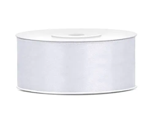 Produktbild: 25m Satinband Satin Geschenkband weiss 25mm breit