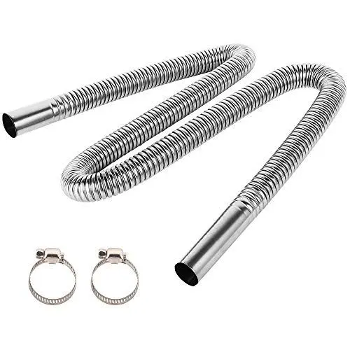 Produktbild: 25mm Edelstahl Auspuffrohr Auto mit 2 Schellen Abgasrohr Standheizung Auspuff Schalldämpfer für Diesel Heizung 120cm Lenth