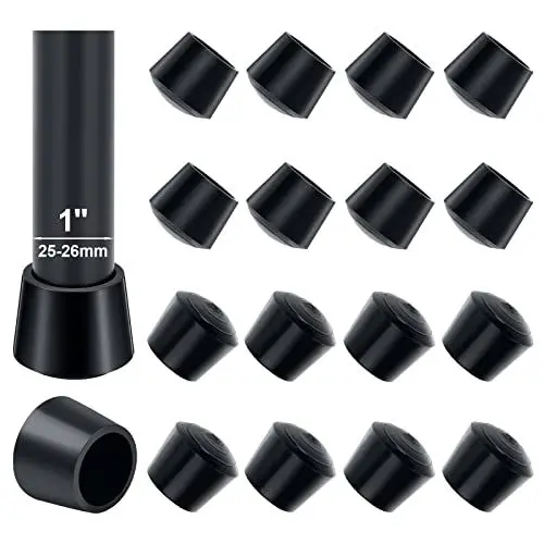 Produktbild: 25mm Stuhlbeinkappen, Sopito 16 Stück runde Möbelbecher aus Gummi Tischfußbezüge Bodenschoner rutschfest, Schwarz