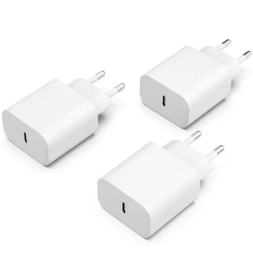 Produktbild: USB C Adapter 25W (GaN Chip) USB C Ladegerät für iPhone 16/15 plus/14 pro 13 12 11 XR XS SE iPad,airpods,iPod,schnellladegerät netzteil Steckdose Power Adapter Ladestecker iPhone ladegerät (Grau weiß)