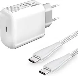 Produktbild: 25W USB C Ladegerät mit LadeKabel für Samsung Galaxy A54 5G/A53 5G/A14 A25 A55 A52 A52S A33 A15 M23 M33 M53 5G/S22 S23/S23 Plus/S23 Ultra/S20 FE,PD 3.0 Super Fast Schnellladegerät Netzteil für iPhone