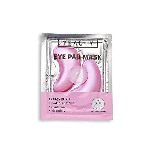 Produktbild: 25x YEAUTY ENERGY ELIXIR EYE PAD MASK, feuchtigkeitsspendende Augenpads mit Pink Grapefruit, Hyaluron und Vitamin C, erfrischt und belebt die Haut für einen vitalen Teint
