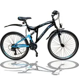 Produktbild: 26 Zoll Mountainbike Fahrrad MIT VOLLFEDERUNG & Beleuchtung 21-Gang Shimano OXT Black