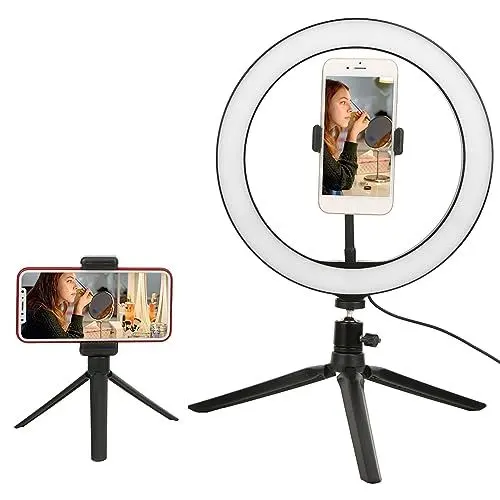 Produktbild: 26 cm Großes Dimmbares LED-Ringlicht mit USB-Anschluss für Live-Streaming und Fotografie