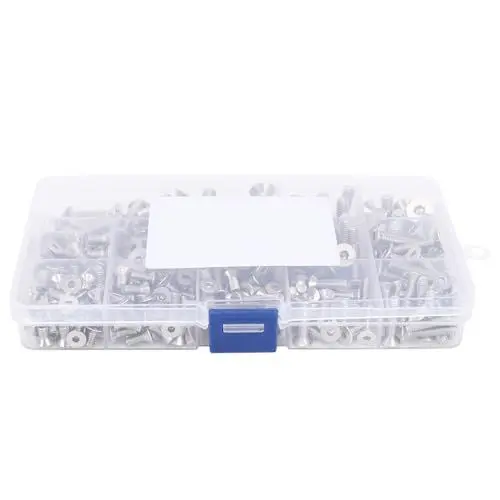 Produktbild: 260 STK Flachkopfschraubensatz M4/M5/M6, Edelstahl 304, Hex Socket, Flachschrauben Senkschrauben für Elektronikindustrie, Transparente Kunststoffbox