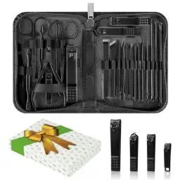 Produktbild: 26-teiliges Maniküre Pediküre Set Nagelknipser - ACYOUNG Professionelle Edelstahl-Nagelpflege-Werkzeuge mit Ledertasche für Zuhause, Reisen (schwarz)